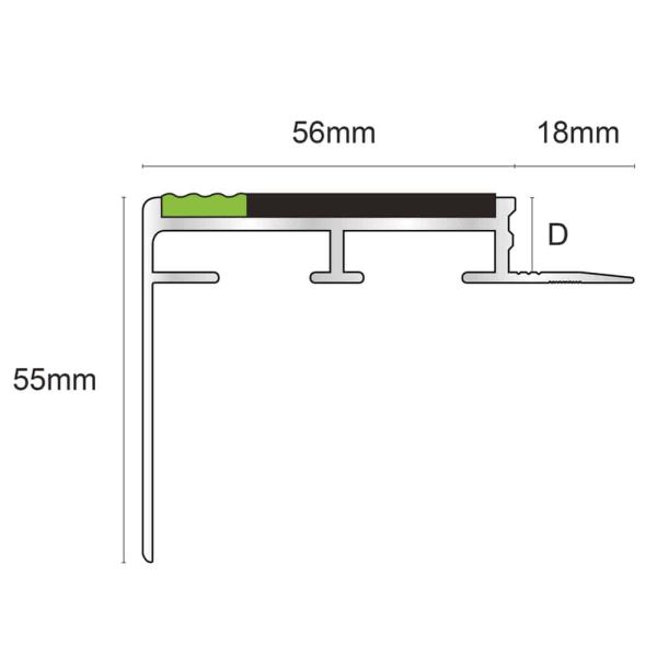 Heavy Duty Non-Slip Commercial Slimline Stair Nosing for 10mm Flooring