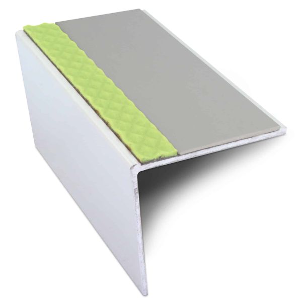 57mm x 55mm DDA Compliant Aluminium Commercial Stair Nosing With PVC Insert 