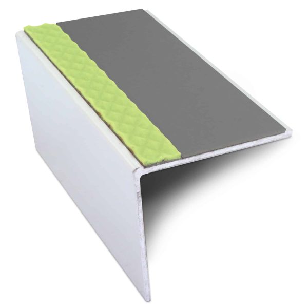 57mm x 55mm DDA Compliant Aluminium Commercial Stair Nosing With PVC Insert 