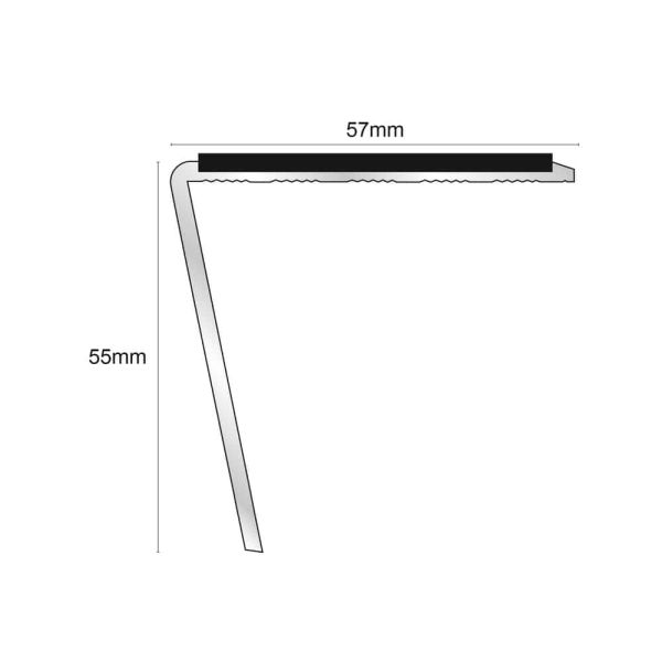 Commercial Aluminium Anti Slip Stair Nosing 57mm x 55mm With PVC Insert