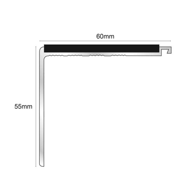 Non Slip Commercial Stair Nosing 60mm x 55mm PVC Insert Edge Protection