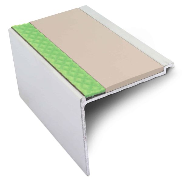 DDA Compliant 60mm x 55mm Non Slip Commercial Stair Nosing With PVC Insert Step Edge Protection 