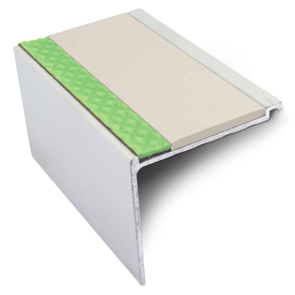 DDA Compliant 60mm x 55mm Non Slip Commercial Stair Nosing With PVC Insert Step Edge Protection 