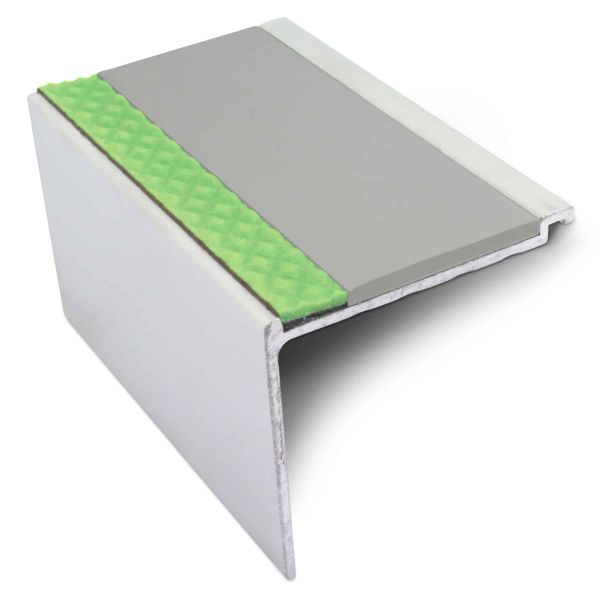 DDA Compliant 60mm x 55mm Non Slip Commercial Stair Nosing With PVC Insert Step Edge Protection 