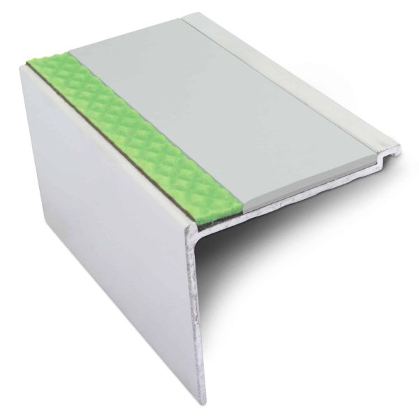 DDA Compliant 60mm x 55mm Non Slip Commercial Stair Nosing With PVC Insert Step Edge Protection 