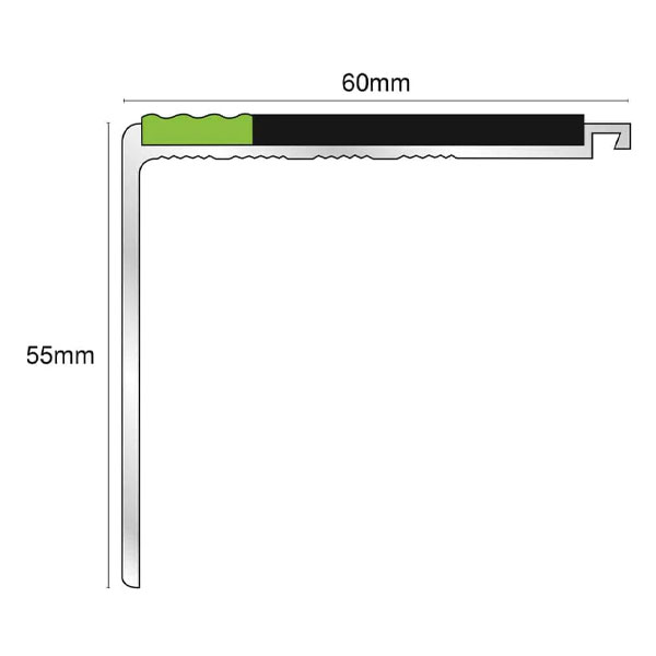 Commercial Tredsafe Stair Nosing 60mm x 55mm With PVC Insert for Edge Protection 