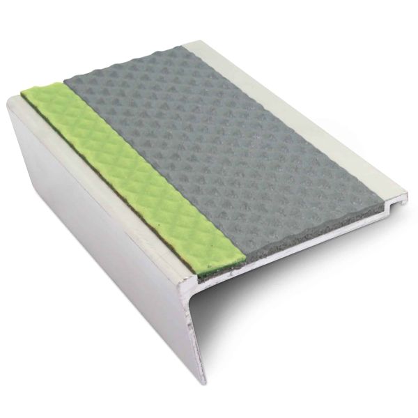 63mm x 32mm Commercial Stair Nosing with PVC Insert Tredsafe Step Edge Protection