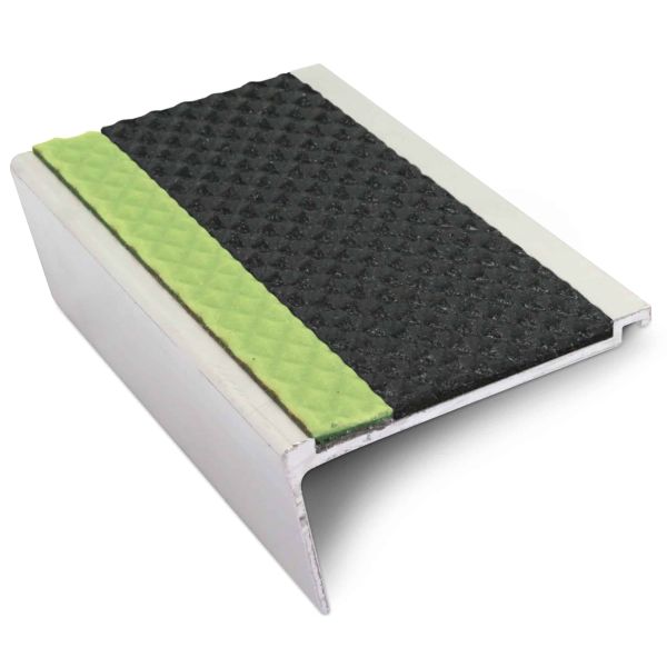 63mm x 32mm Commercial Stair Nosing with PVC Insert Tredsafe Step Edge Protection