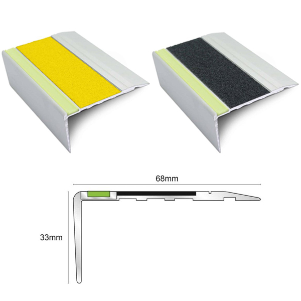 Commercial Tredsafe Stair Nosing 68mm x 33mm Non Slip Silicone Carbide  