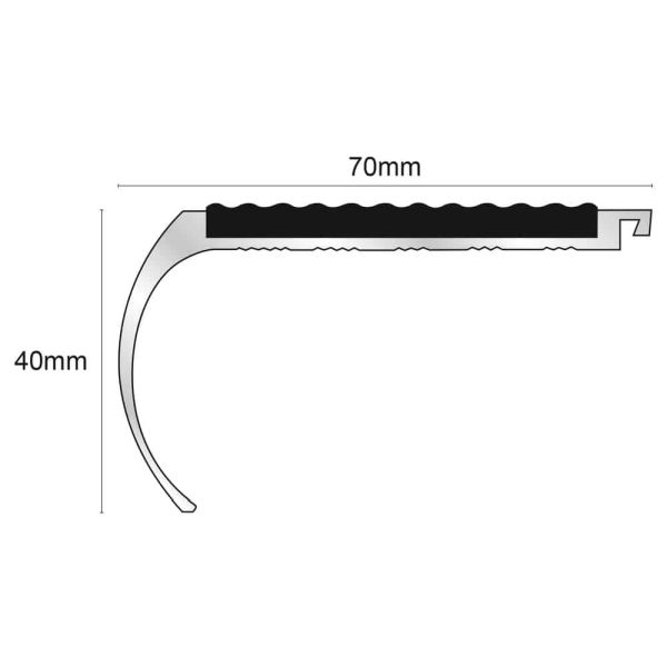 Commercial Tredsafe Non Slip Stair Nosing 70mm x 40mm with PVC Insert 