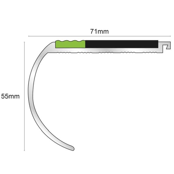 71mm x 55mm Tredsafe Commercial Stair Nosing With PVC for Edge Protection 