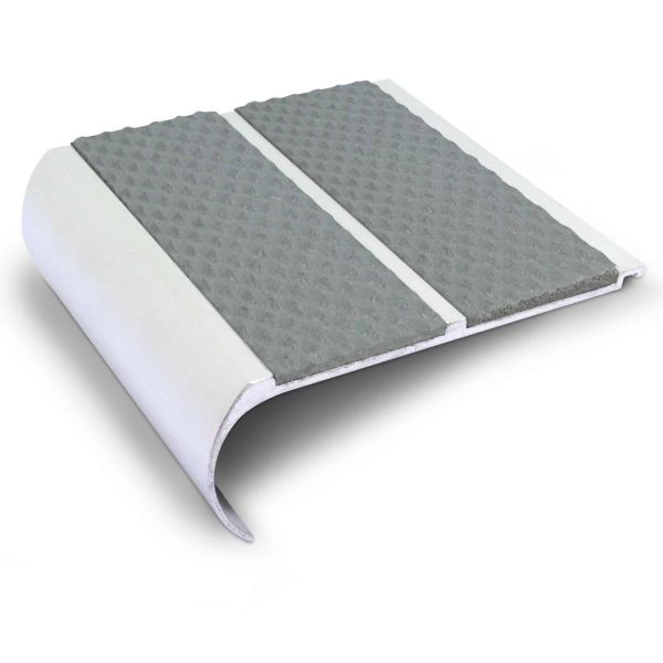 91mm x 35mm Tredsafe Commercial Bullnose Stair Nosing With Non Slip PVC Insert 