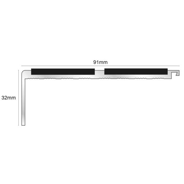 Commercial Non Slip Stair Nosing 91mm x 32mm PVC Insert Edge Trim