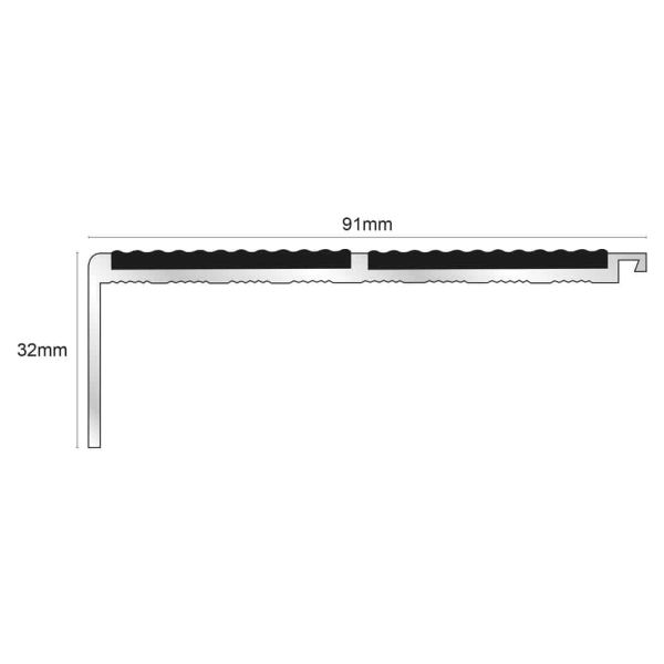 Non Slip Commercial Tredsafe Stair Nosing 91mm x 32mm PVC Insert 