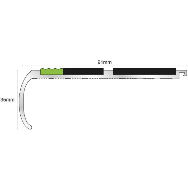 Commercial Tredsafe Stair Nosing 91mm x 35mm With PVC Insert Bullnose for Edge Protection 