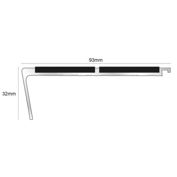 93mm x 32mm Anti Slip Commercial Stair Nosing PVC Insert Edge Trim