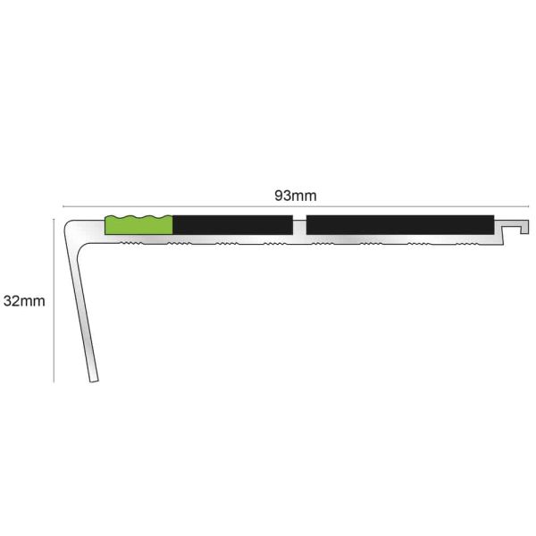 Tredsafe Commercial Stair Nosing 93mm x 32mm With PVC for Edge Protection 