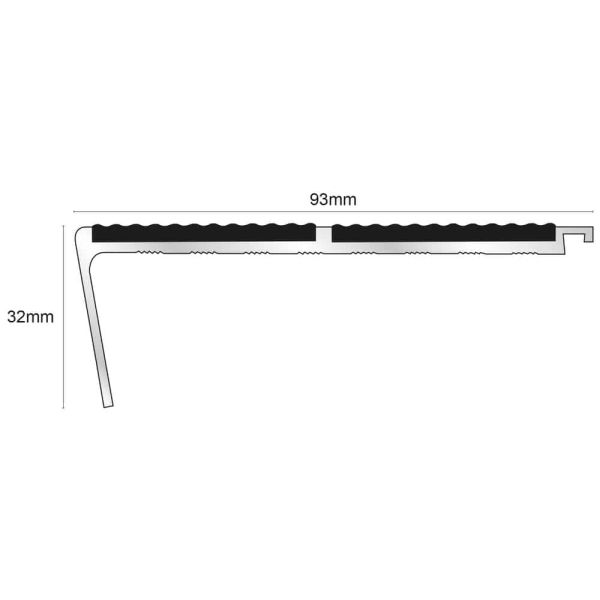 Commercial Stair Nosing with PVC Insert Tredsafe 93mm x 32mm