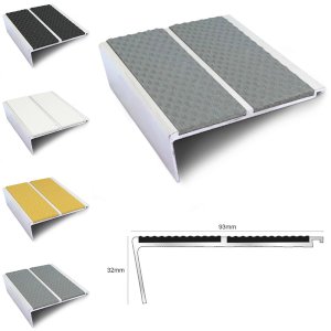 Commercial Stair Nosing with PVC Insert Tredsafe 93mm x 32mm