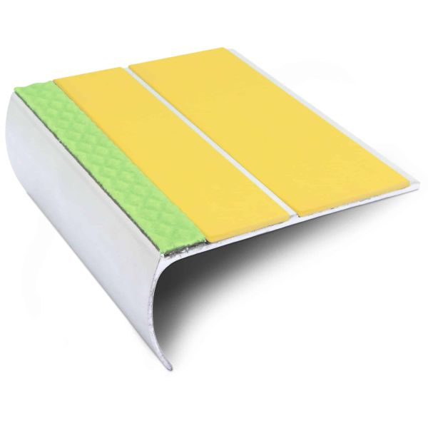 87mm x 40mm Anti Slip Commercial Stair Nosing Edge Trim With PVC Insert Aluminium