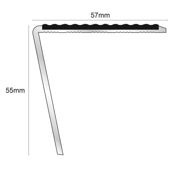 57mm x 55mm Compliant Aluminium Non-Slip Commercial Stair Nosing with PVC Insert