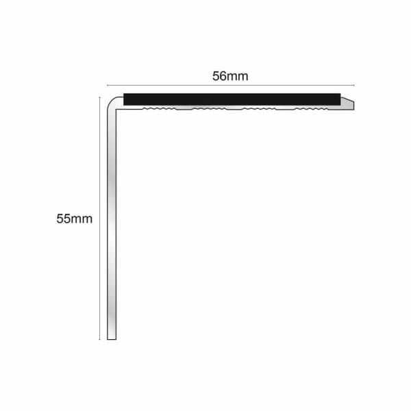 56mm x 55mm DDA Compliant Aluminium Anti Slip Commercial Stair Nosing Edge Trim