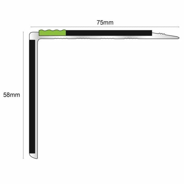 75mm x 58mm DDA Compliant Aluminium Non-Slip Stair Nosing