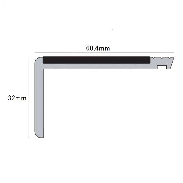 Heavy Duty 60.4mm x 32mm Non Slip Stair Nosing Hard Node PVC 