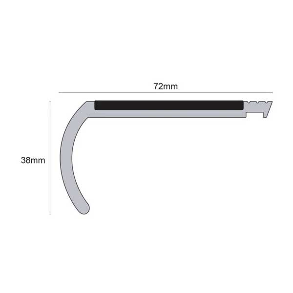 Heavy Duty 72mm x 38mm PVC Tredsafe Non-Slip Commercial Stair Nosing