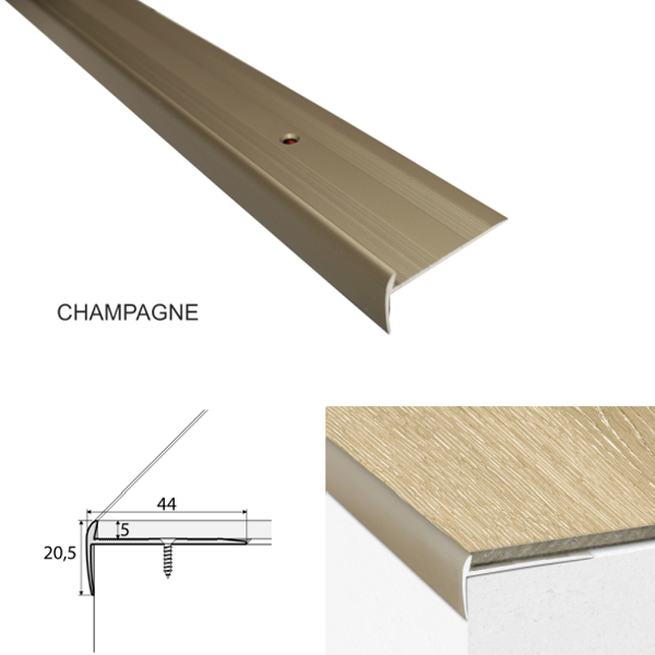 Anodised Aluminium Stair Nosing Comes with Plugs & Screws