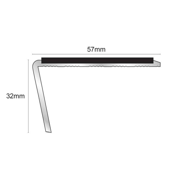 57mm x 32mm Non-Slip Aluminium Commercial Stair Nosing Edge Trim with PVC Insert