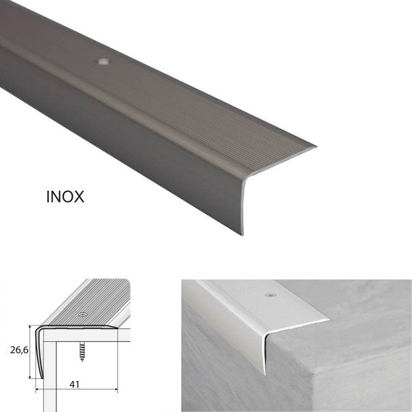 Non Skid Aluminium Stair Nosing for Wooden Stair Treads with Screw Installation