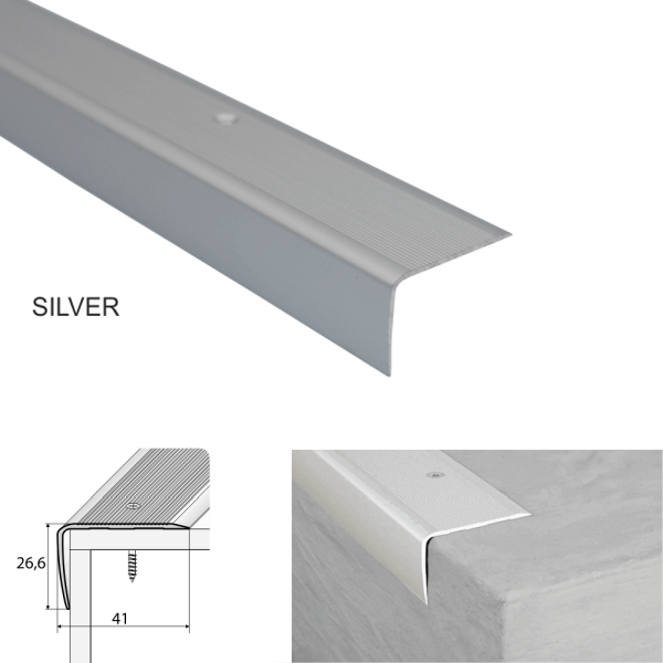 Non Skid Aluminium Stair Nosing for Wooden Stair Treads with Screw Installation