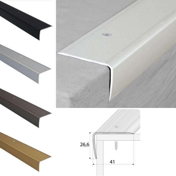 Non Skid Aluminium Stair Nosing for Wooden Stair Treads with Screw Installation