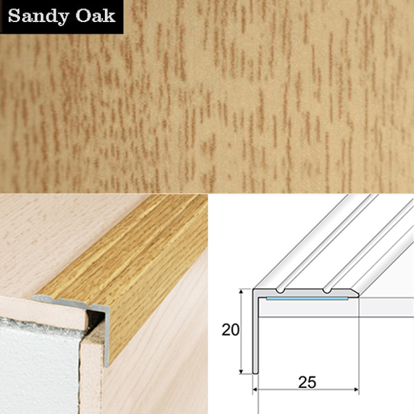 Anti Slip Self Adhesive Aluminium Wood Effect Stair Nosing Edge Trim