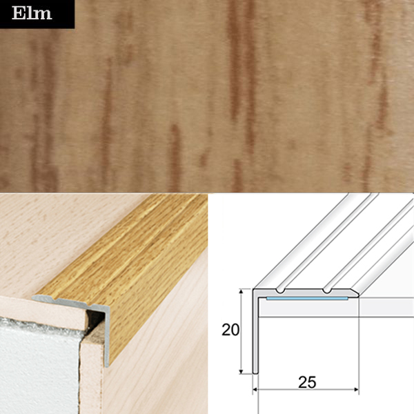 Anti Slip Self Adhesive Aluminium Wood Effect Stair Nosing Edge Trim