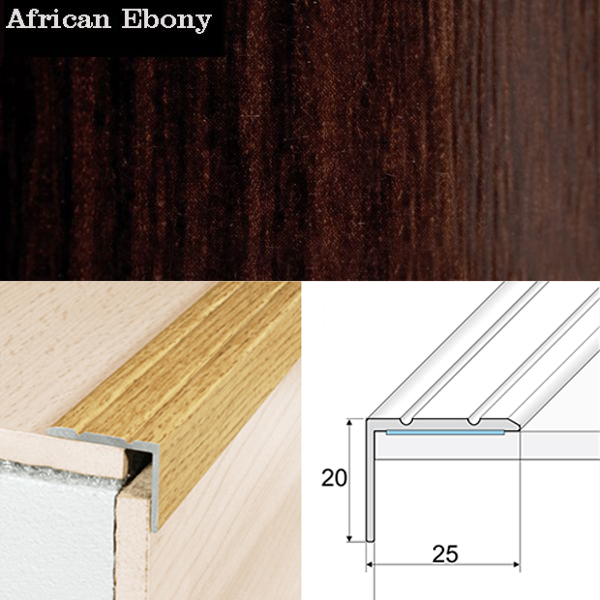 Anti Slip Self Adhesive Aluminium Wood Effect Stair Nosing Edge Trim