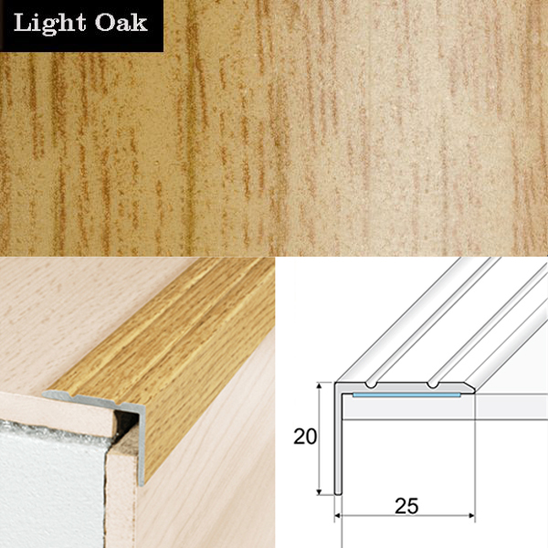 Anti Slip Self Adhesive Aluminium Wood Effect Stair Nosing Edge Trim