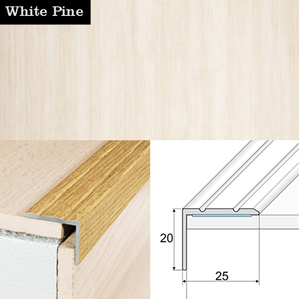 Anti Slip Self Adhesive Aluminium Wood Effect Stair Nosing Edge Trim