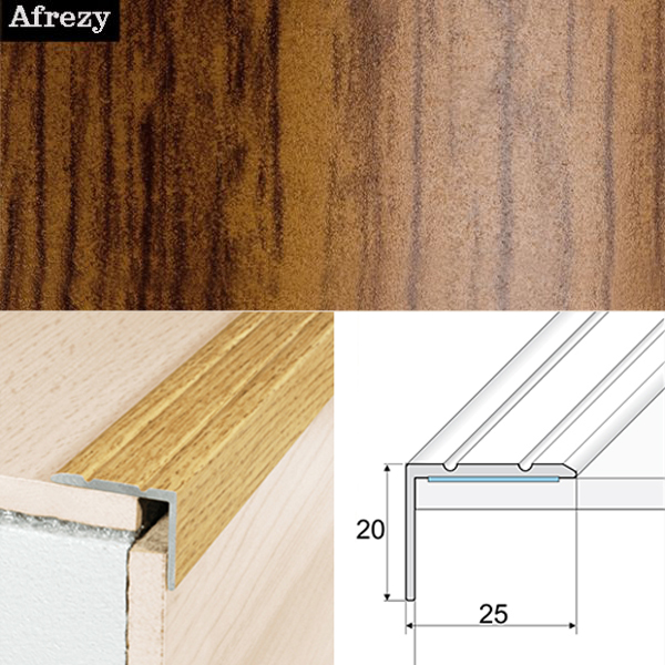 Anti Slip Self Adhesive Aluminium Wood Effect Stair Nosing Edge Trim