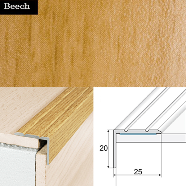 Anti Slip Self Adhesive Aluminium Wood Effect Stair Nosing Edge Trim