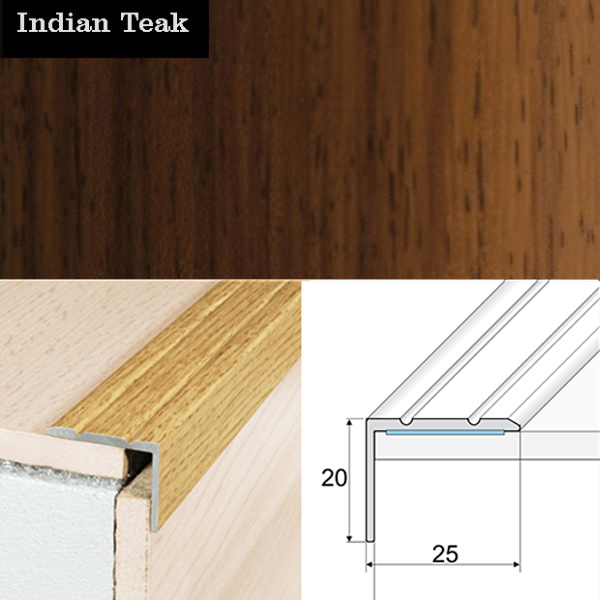 Anti Slip Self Adhesive Aluminium Wood Effect Stair Nosing Edge Trim