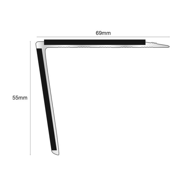 75mm x 58mm Anti Slip Commercial Stair Nosing With PVC Insert Aluminium 