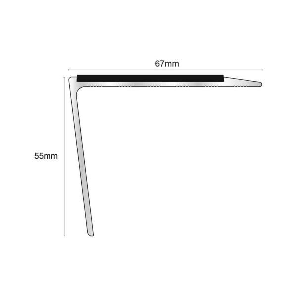 67mm x 55mm DDA Compliant Aluminium Anti Slip Stair Nosing with PVC Insert