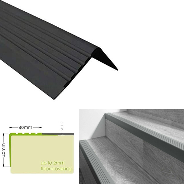 Non Slip Stair Nosing Bullnose Rubber Angle Step Edge For Aesthetic Finish