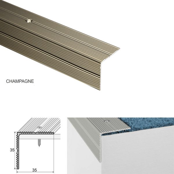 Non-Slip Stair Nosing for Wooden Treads Screw Fix Installation for Secure Grip