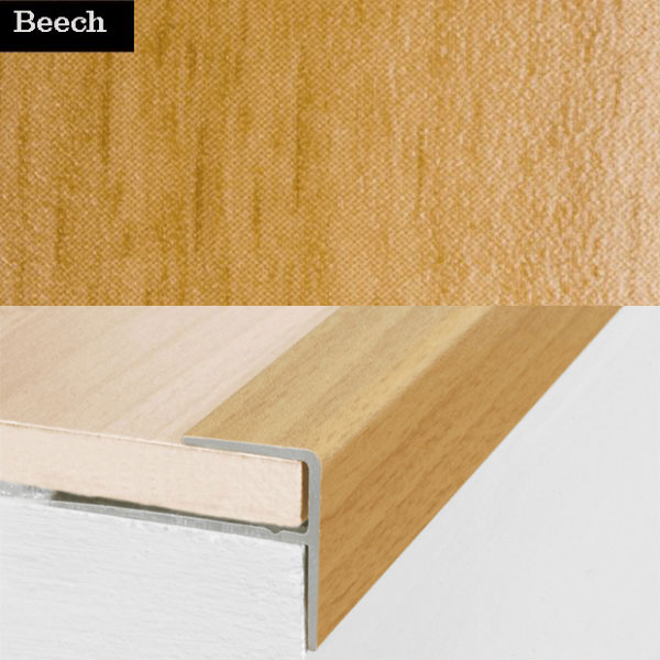 15mm x 22mm Aluminium Push-In Wood Effect Stair Nosing Edge Trim 