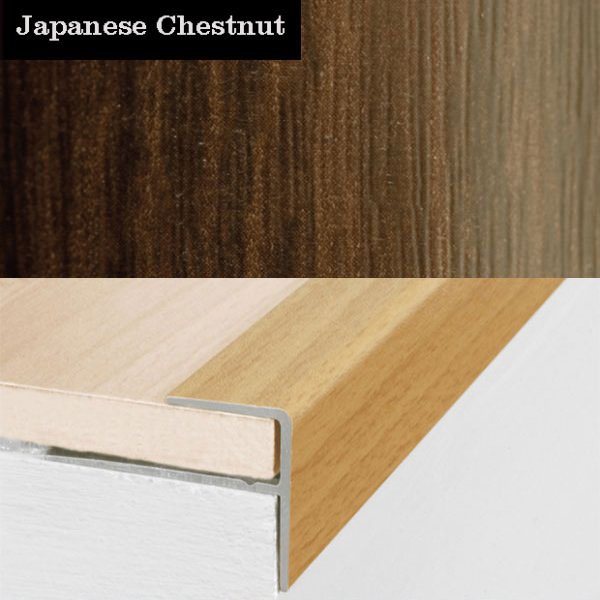 15mm x 22mm Aluminium Push-In Wood Effect Stair Nosing Edge Trim 