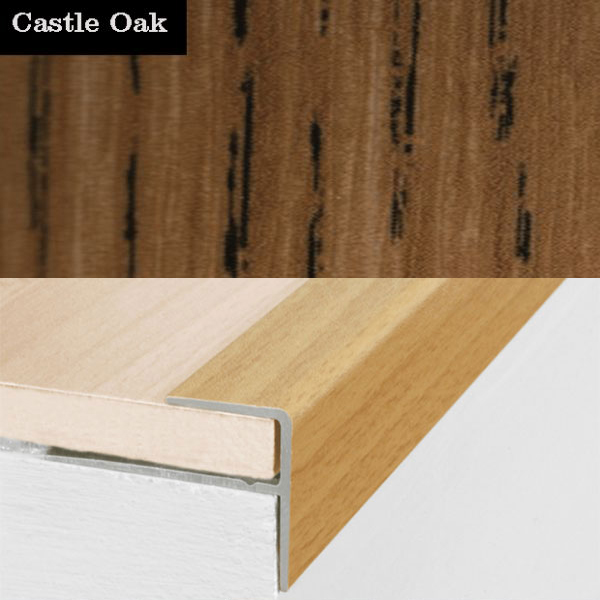 15mm x 22mm Aluminium Push-In Wood Effect Stair Nosing Edge Trim 