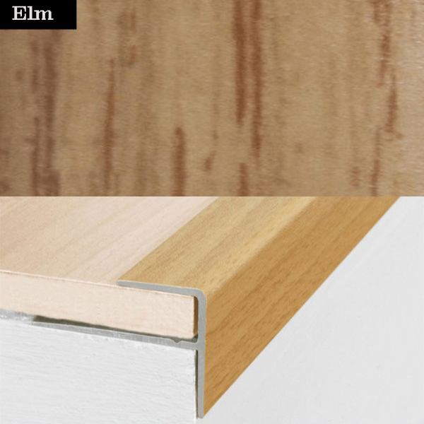 15mm x 22mm Aluminium Push-In Wood Effect Stair Nosing Edge Trim 